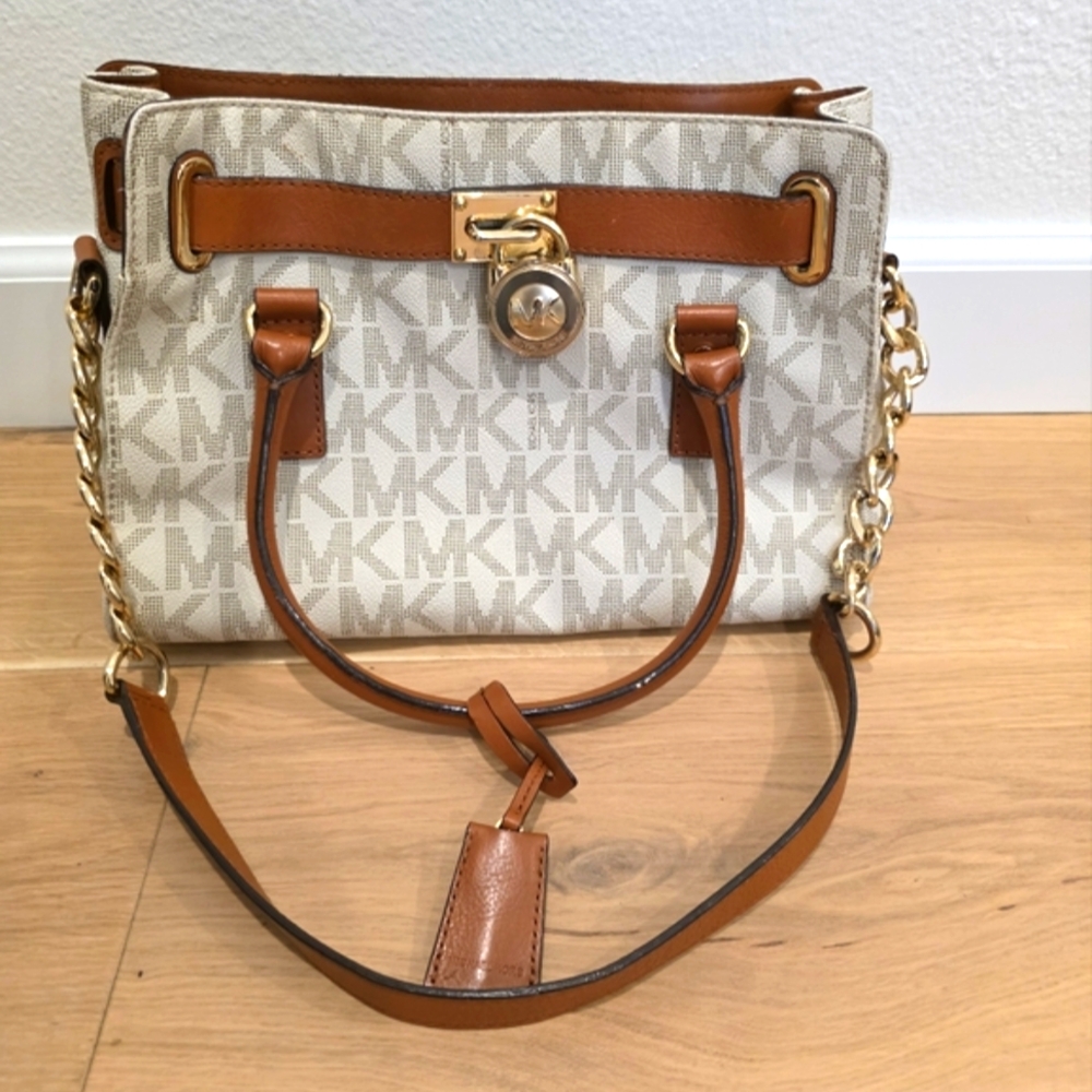 Michael Kors Cream and Brown Women's Bag